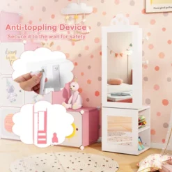 Infans Kids Jewelry Cabinet Standing Children Jewelry Organizer With Full-Length Mirror -Baxton Studio Sale Shop GUEST 50aac8d3 ac22 41c8 ac06 9657b37cbbcd