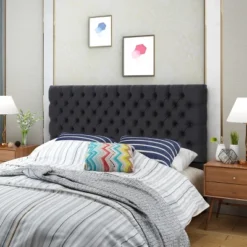 KTMBDW Tufted Upholstered Headboard Queen Size, Solid Wood Head Board With Durable Metal Legs, Adjustable Height Bed Beadboard -Baxton Studio Sale Shop GUEST 50c00a3d 2fde 4ae3 be09 31077a9352f1