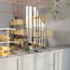 Emma And Oliver Acrylic Free-Standing Register Shield / Sneeze Guard With Pass-Through Opening