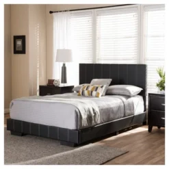 Full Atlas Modern And Contemporary Faux Leather Platform Bed Black - Baxton Studio -Baxton Studio Sale Shop GUEST 5116abce 3bbf 4f68 9604 d4b745cfa396