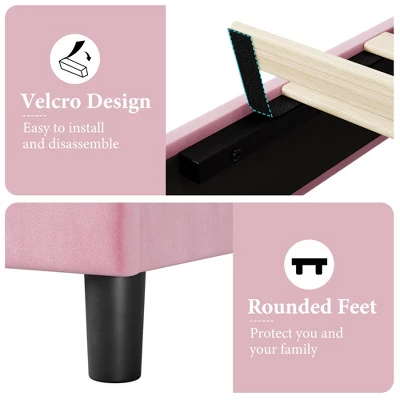 Upholstered Bed Frame With Diamond Tufted Headboard - Fabric Platform, Noise-Free Solid Wood Slats, No Box Spring Needed, Easy Assembly 4 Upholstered Bed Frame With Diamond Tufted Headboard - Fabric Platform, Noise-Free Solid Wood Slats, No Box Spring Needed, Easy Assembly - Image 4