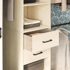 Kelly 5 Shelf 2 Drawer Closet Organizer With 3 Adjustable Hanging Rods Ivory Oak - Novogratz -Baxton Studio Sale Shop GUEST 511c48cd bab6 470f a160 34272ae5e06e