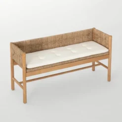 Elden Wood Bench With Woven Back And Loose Cushion Seat - Threshold™ Designed With Studio McGee 8 Elden Wood Bench With Woven Back And Loose Cushion Seat - Threshold™ Designed With Studio McGee -Baxton Studio Sale Shop GUEST 512a58d0 258b 4cd4 8401 add11f70e81d