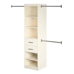 Kelly 5 Shelf 2 Drawer Closet Organizer With 3 Adjustable Hanging Rods Ivory Oak - Novogratz -Baxton Studio Sale Shop GUEST 512deca1 d68f 4996 aa08 d1b80d06f351