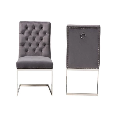 2pc Sherine Velvet Fabric And Metal Dining Chair Set - Baxton Studio 10 2pc Sherine Velvet Fabric And Metal Dining Chair Set - Baxton Studio - Image 10