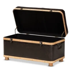 Gendry Faux Leather Upholstered And Wood Large Storage Ottoman Dark Brown/Oak Brown - Baxton Studio -Baxton Studio Sale Shop GUEST 516992bb ce4b 4f4e acf5 2648fce7f5a3