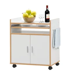 Costway Rolling Kitchen Trolley Microwave Cart Storage Cabinet W/ Removable Shelf White -Baxton Studio Sale Shop GUEST 519f9fa0 1ffd 4053 90b5 ce61271423de