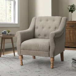 Charlie Wooden Upholstery Livingroom Armchair With Button-tufted | ARTFUL LIVING DESIGN -Baxton Studio Sale Shop GUEST 51ace059 f775 4a70 832e 5d401145ff25