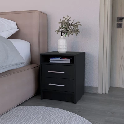 Kumasinova Modern 19.9" Night Stand With Drawers,Wood Nightstand With Open Shelf,Compact Bedside Table With Metal Handles For Bedroom 5 Kumasinova Modern 19.9" Night Stand With Drawers,Wood Nightstand With Open Shelf,Compact Bedside Table With Metal Handles For Bedroom - Image 5