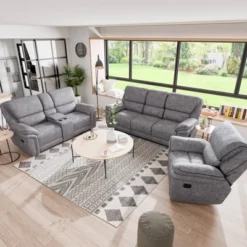 MiBasics 79" Breezenight Transitional Manual Reclining Loveseat: Palomino Upholstery, Cup Holders -Baxton Studio Sale Shop GUEST 52160155 2645 4fd4 a0a9 00980910172e