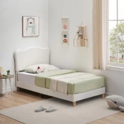 Twin Bed Frame, Twin Size Bed Frame With Cute Upholstered Headboard, Velvet Sturdy Platform Bedframe For Girls And Boys -Baxton Studio Sale Shop GUEST 523dfae6 998b 42f5 8589 61b4e323414c