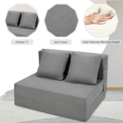 Olding Sofa Bed, Foldable Couch Bed With Pillow, Convertible Sleeper Chair Mattress, Futon Floor Couch With Memory Foam Washable Cover, Gray 14 Olding Sofa Bed, Foldable Couch Bed With Pillow, Convertible Sleeper Chair Mattress, Futon Floor Couch With Memory Foam Washable Cover, Gray -Baxton Studio Sale Shop GUEST 52efb3bd 21f9 498f 9dcc 4deb1afa8052