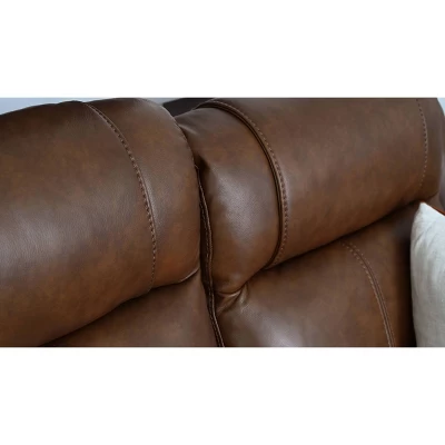 Gilbert Leather Manual Reclining Loveseat Brown - Abbyson Living 4 Gilbert Leather Manual Reclining Loveseat Brown - Abbyson Living - Image 4