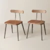 2pk Industrial Wood & Steel Dining Chairs - Aged Oak/Black - Hearth & Hand™ With Magnolia: Sleek Metal Legs
