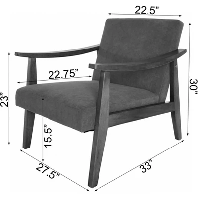 Zenvida Mid Century Modern Accent Armchair Solid Hardwood Upholstered 4 Zenvida Mid Century Modern Accent Armchair Solid Hardwood Upholstered - Image 4