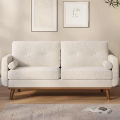 Mid Century Modern Couch, 65" Loveseat Sofa, Comfy Love Seat Couches For Living Room, Deep Seat Couch Linen Upholstered Sofas For Bedroom Office -Baxton Studio Sale Shop GUEST 534fe297 6dd9 4e22 bbe0 b0275410328d
