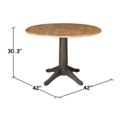 42" Round Dual Drop Leaf Dining Table With 4 Splat Back Chairs Hickory/Washed Coal - International Concepts 16 42" Round Dual Drop Leaf Dining Table With 4 Splat Back Chairs Hickory/Washed Coal - International Concepts -Baxton Studio Sale Shop GUEST 5379fc9e 6eae 4ffb 9137 f608abe1f391 1