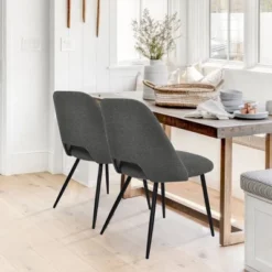 Modern Dining Chairs Set Of 2, Upholstered Armless Side Chairs With Cutout Back, Fabric Kitchen Chairs With Metal Legs-Maison Boucle 25 Modern Dining Chairs Set Of 2, Upholstered Armless Side Chairs With Cutout Back, Fabric Kitchen Chairs With Metal Legs-Maison Boucle -Baxton Studio Sale Shop GUEST 53c52a53 8091 4a85 8104 1fd1d9274088