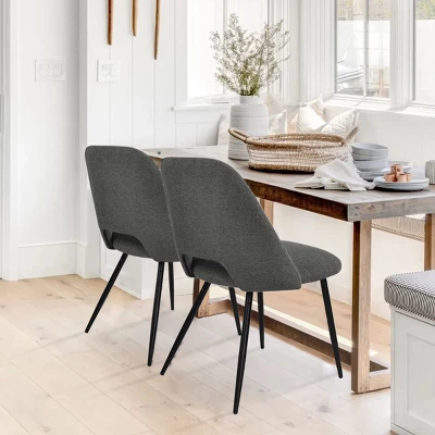 Modern Dining Chairs Set Of 2, Upholstered Armless Side Chairs With Cutout Back, Fabric Kitchen Chairs With Metal Legs-Maison Boucle 12 Modern Dining Chairs Set Of 2, Upholstered Armless Side Chairs With Cutout Back, Fabric Kitchen Chairs With Metal Legs-Maison Boucle - Image 12