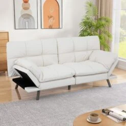 Dyonery 71 In Convertible Faux Leather Sofa Couch,Memory Foam Futon Couch Bed,Small Splitback Modern Loveseat Sleeper Sofa Bed For Living Room -Baxton Studio Sale Shop GUEST 53d4bccf 1229 459e a7e4 7aba9c190117