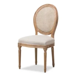 Adelia French Vintage Cottage Weathered Oak Wood Finish And Fabric Upholstered Dining Side Chair With Round Cane Back - Beige - Baxton Studio 7 Adelia French Vintage Cottage Weathered Oak Wood Finish And Fabric Upholstered Dining Side Chair With Round Cane Back - Beige - Baxton Studio -Baxton Studio Sale Shop GUEST 5401ce7d 1f7b 41f5 9fd2 a3a97611221f