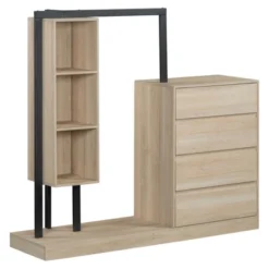 SEVOBAL Garment Racks Armoire Wardrobe With Drawers Shelves Durable Clothes Rack For Hanging Clothes Bedroom Living Room, Beige, 151.13"*50.04"*22.86" -Baxton Studio Sale Shop GUEST 5437b286 e36a 4c6d bb63 0946f5b2d58d