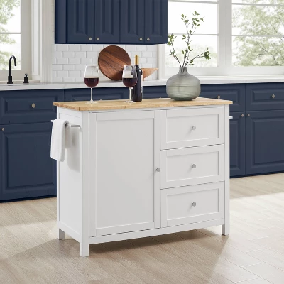 Soren Wood Top Kitchen Island/Cart Natural/White - Crosley 4 Soren Wood Top Kitchen Island/Cart Natural/White - Crosley - Image 4