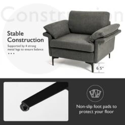 Costway Modern Linen Fabric Accent Armchair Upholstered Single Sofa W/ Metal Legs Grey -Baxton Studio Sale Shop GUEST 5496f12b 90cc 4b22 8fb8 16d262d60e81