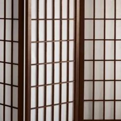 4 Ft. Tall Window Pane Shoji Screen - Walnut (3 Panels)
