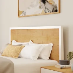 Plank+Beam Solid Wood Duo Queen Bedroom Set With 2 Nightstands, White/Birch -Baxton Studio Sale Shop GUEST 54bf2299 6102 4c7a be26 ad46efa2ab3d