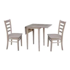 Jemma Small Dual Drop Leaf Dining Set And 2 Chairs Taupe - International Concepts