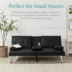 Best Choice Products Modern Faux Leather Convertible Futon Sofa W/ Removable Armrests, Metal Legs, 2 Cupholders -Baxton Studio Sale Shop GUEST 559ff572 9fa4 4f7e 92b6 a15a7a0308f5