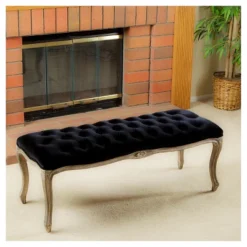 Tufted Black Velvet Bench - Black Velvet - Christopher Knight Home -Baxton Studio Sale Shop GUEST 55e44817 b987 45c4 9a49 cf88bc6ade02