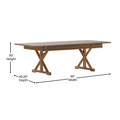 Merrick Lane 8' X 40" Rectangular Antique Rustic Solid Pine Foldable Dining Table With Crisscross Legs 8 Merrick Lane 8' X 40" Rectangular Antique Rustic Solid Pine Foldable Dining Table With Crisscross Legs - Image 8