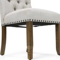 2pk Shelia Nailhead Trim Upholstered Side Chairs Rustic Pine/Ivory - HOMES: Inside + Out -Baxton Studio Sale Shop GUEST 561d7402 7873 440e aba4 2a52b64c5344