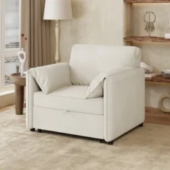 Whisen Convertible Pull Out Sofa Bed & Sleeper Chair, Adjustable Backrest With Thicked Cushions -Baxton Studio Sale Shop GUEST 56293a2e d861 4a94 aac3 d0233dc32861