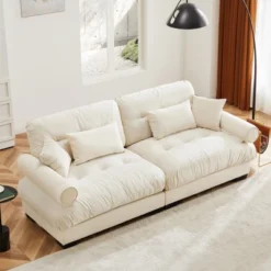 Christopher Knight Home Bernal 93.7" Modern 2 Seat Velvet Round Arm Sofa With Pillows -Baxton Studio Sale Shop GUEST 56502e18 ffbf 4109 873b d853aba988f1
