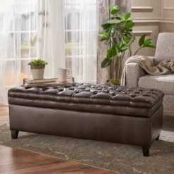 Juliana Tufted Faux Leather Storage Ottoman - Christopher Knight Home -Baxton Studio Sale Shop GUEST 56604a54 e041 41f5 a3c1 502adde6bf72