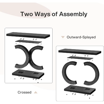 Tribesigns Modern 39-inch Mirrored Console Table With Sparkling Crystal Inlays 5 Tribesigns Modern 39-inch Mirrored Console Table With Sparkling Crystal Inlays - Image 5