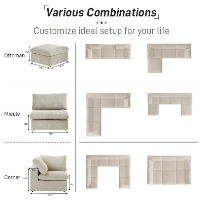 WJShome 4Piece Sectional Sofa Couch,120.45" Down Filled Cloud Modular Couch With Storage Ottoman 6 WJShome 4Piece Sectional Sofa Couch,120.45" Down Filled Cloud Modular Couch With Storage Ottoman - Image 6