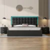 3-Pieces Bedroom Sets, Queen Size Bed With Led Lights, Two Nightstands With 2 Drawers For Each-Cuddlewood