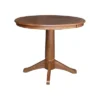 Ely Round Top Pedestal Distressed Oak - International Concepts