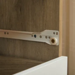 Modern 6 Drawer Dresser With Solid Wood Legs And Handles, White + Oak - ModernLuxe -Baxton Studio Sale Shop GUEST 56ed5c25 4d26 4f35 b392 5fc5194ad347