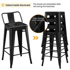 Yaheetech 26" Stackable Low Back Metal Counter Height Bar Stools With Footrest, Set Of 4 -Baxton Studio Sale Shop GUEST 578cee6f 1439 4062 a532 2bf02b0c70ab