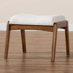 Roxy Boucle Upholstered And Wood Ottoman Footstool Off White/Walnut Brown - Baxton Studio: Mid-Century, Foam Padded, Retro Style 11 Roxy Boucle Upholstered And Wood Ottoman Footstool Off White/Walnut Brown - Baxton Studio: Mid-Century, Foam Padded, Retro Style -Baxton Studio Sale Shop GUEST 57a4caa3 2b3b 4e5b 8a63 448b450fd9cf