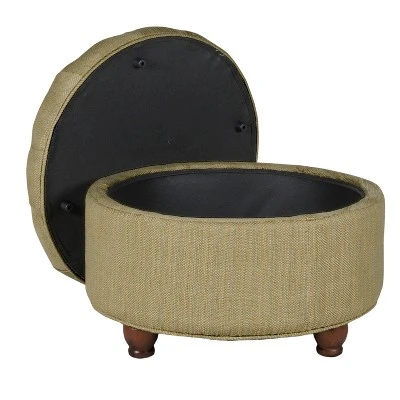 Tweed Tufted Storage Ottoman Tan/Cream - HomePop: Button Tufted, Wood Legs, Lift-Off Lid 2 Tweed Tufted Storage Ottoman Tan/Cream - HomePop: Button Tufted, Wood Legs, Lift-Off Lid - Image 2