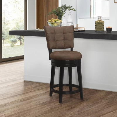 26" Kaede Wood And Upholstered Swivel Counter Height Barstool Black/Chestnut - Hillsdale Furniture 7 26" Kaede Wood And Upholstered Swivel Counter Height Barstool Black/Chestnut - Hillsdale Furniture - Image 7