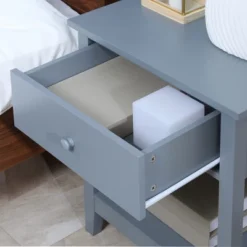 HOMCOM Modern Style Nightstand, Side Table With Drawer And Storage Shelf For Bedroom, Or Living Room, Gray 11 HOMCOM Modern Style Nightstand, Side Table With Drawer And Storage Shelf For Bedroom, Or Living Room, Gray -Baxton Studio Sale Shop GUEST 57d4d7e3 9cb3 4e07 bd26 0232d36d5cb3