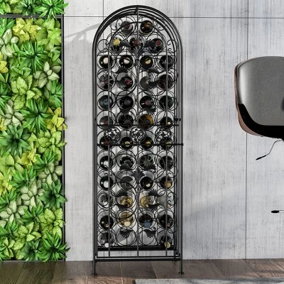 HOMCOM 45-Bottle Modern Wine Organizer Decorative Portable Wrought Iron Wine Rack Jail 2 HOMCOM 45-Bottle Modern Wine Organizer Decorative Portable Wrought Iron Wine Rack Jail - Image 2