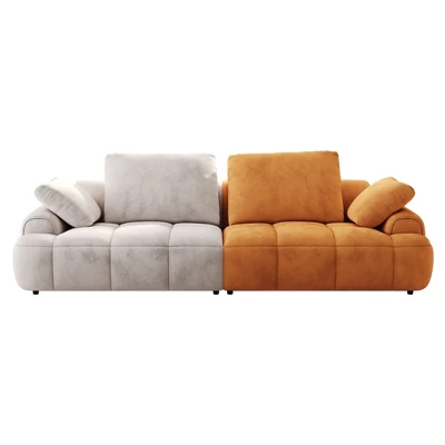 NicBex Couches For Living Room 86.6" Large Loveseat Sofa Upholstered Couch Soft Sponges Modern Designs Sofa With 4 Cozy Cushions, Yellow With Grey 2 NicBex Couches For Living Room 86.6" Large Loveseat Sofa Upholstered Couch Soft Sponges Modern Designs Sofa With 4 Cozy Cushions, Yellow With Grey - Image 2